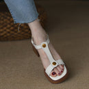 Olímpia Sandália Feminina de Couro com Salto