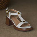 Olímpia Sandália Feminina de Couro com Salto