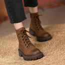 London Bota Feminina De Couro Tratorada