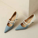 Marbella Sapato Feminino De Couro Bicolor Salto Alto