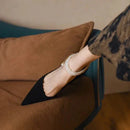 Cannes Sapato Scarpin Feminino Camurça Bico Fino com Pérolas