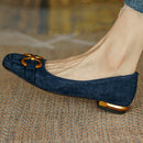 Bordeaux Sapatilha Feminina de Couro Suede com Salto